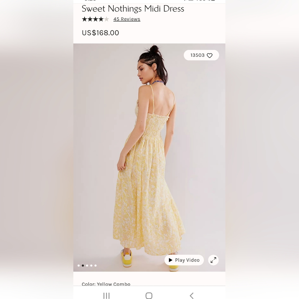 Free People Sweet Nothings Midi Sundress NWOT